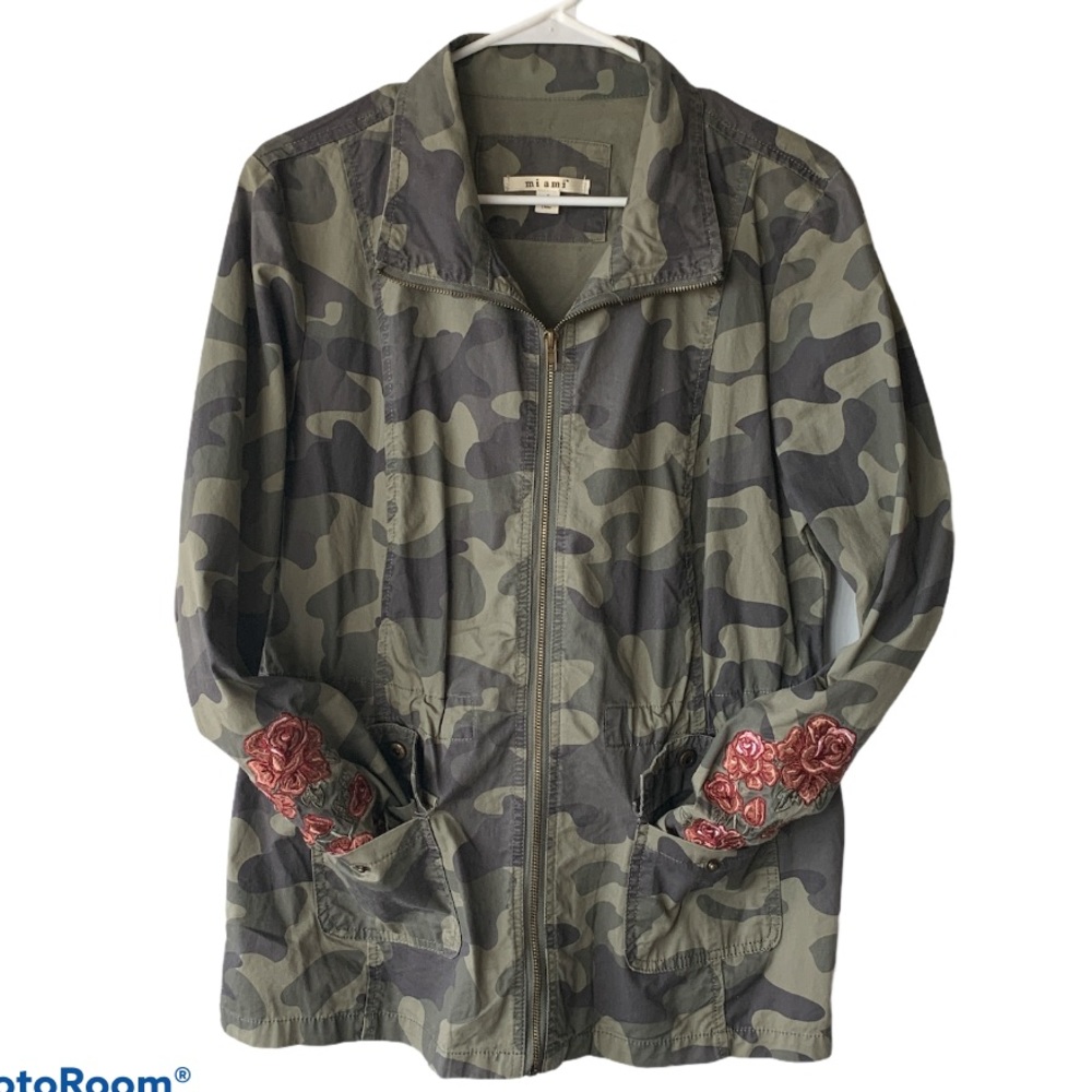 Embroidered camo jacket